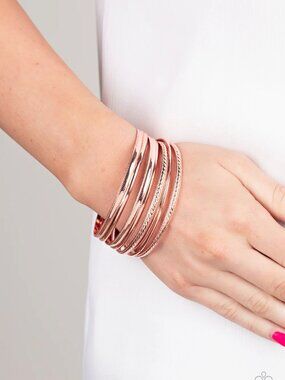 Paparazzi Jewelry Accessories - Stackable Shimmer - Copper Bracelet - Vintage